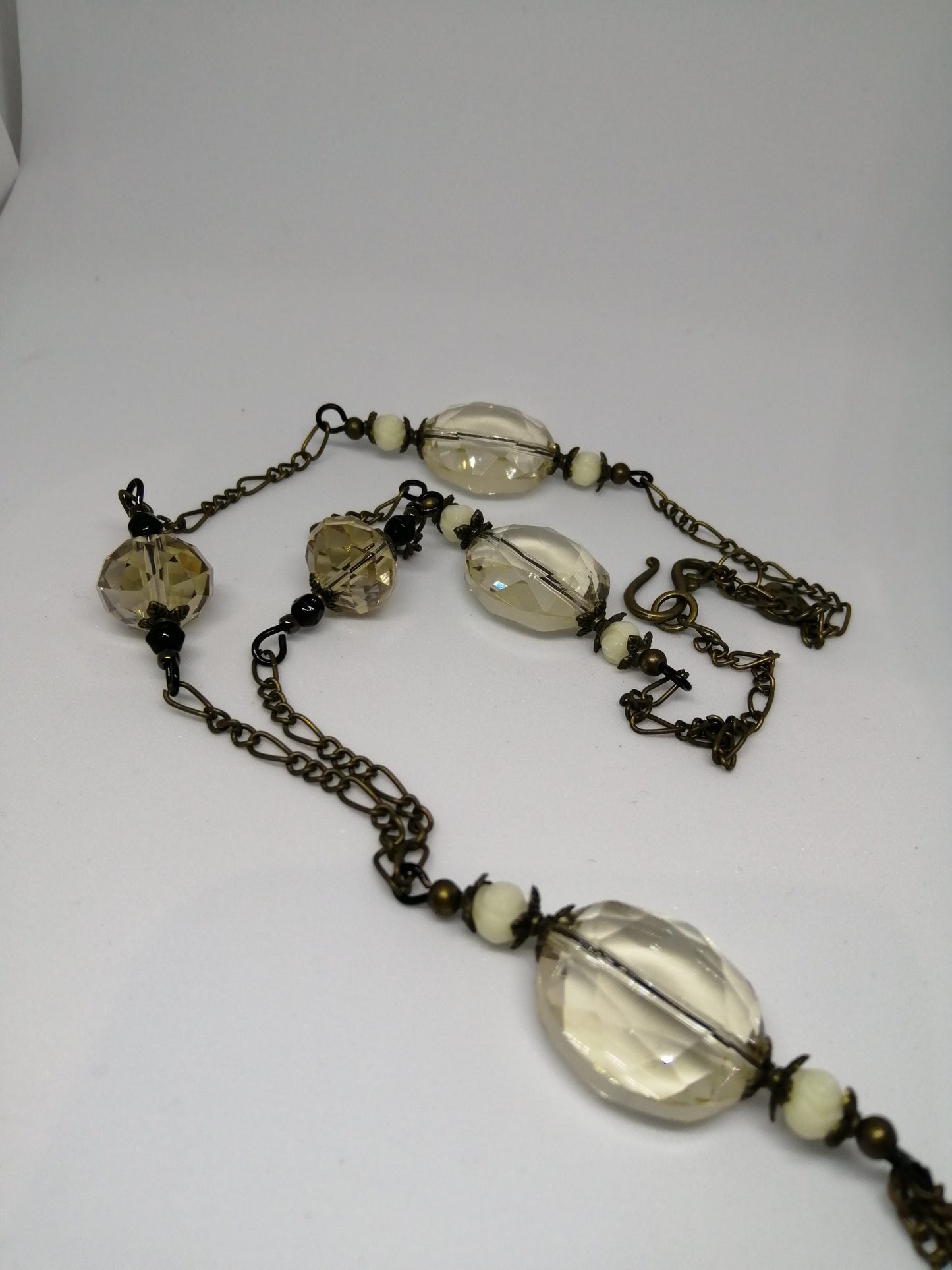 ANTIQUE BRONZE AND CRYSTAL NECKLACE