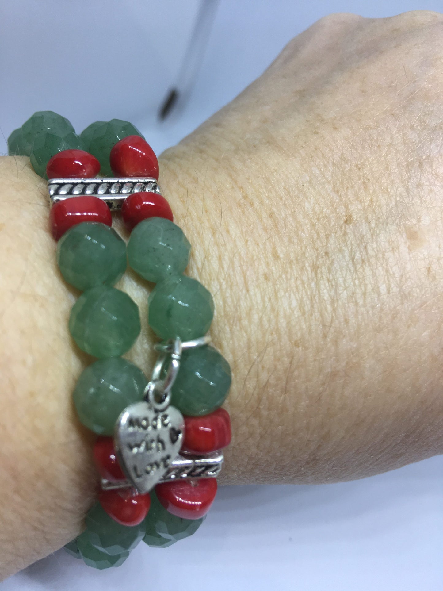 AVENTURINE AND CORAL BRACELET